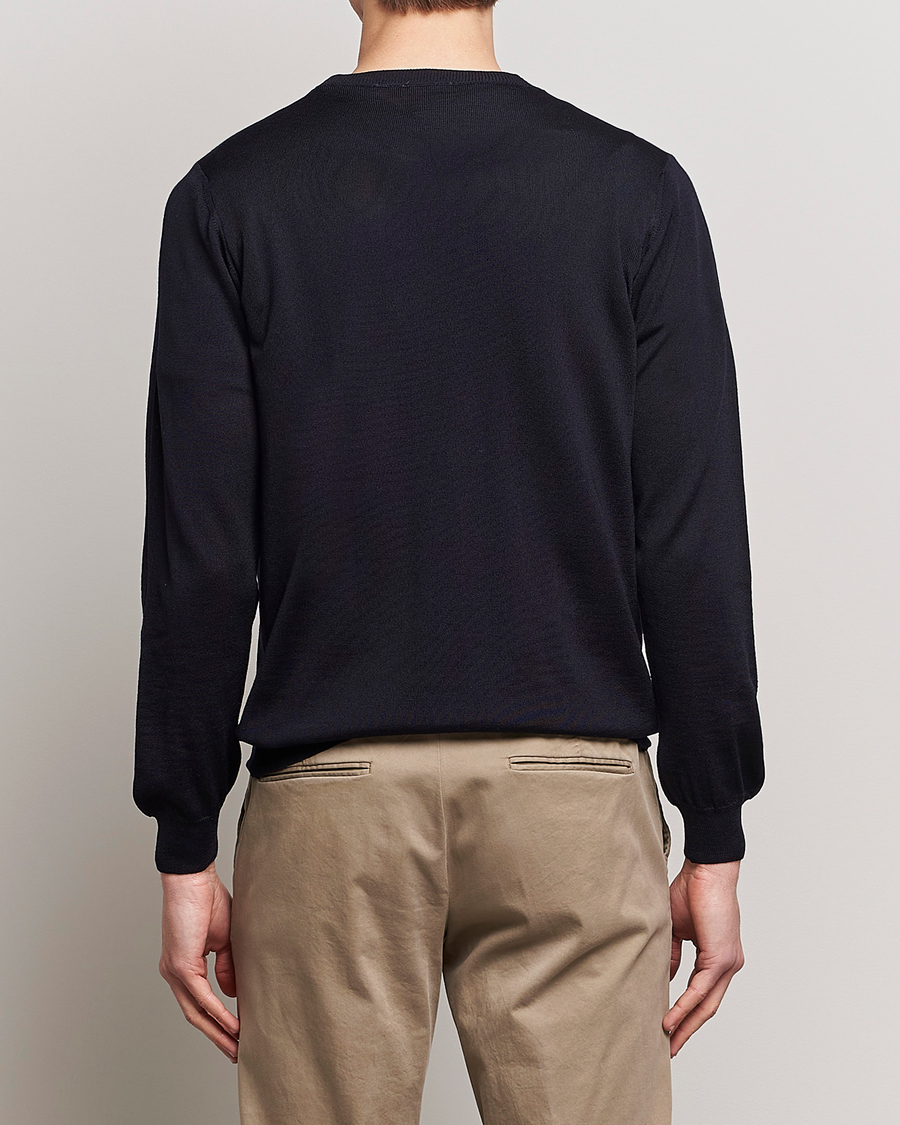 Herren | Pullover | Oscar Jacobson | Custer Merino Wool Roundneck Navy