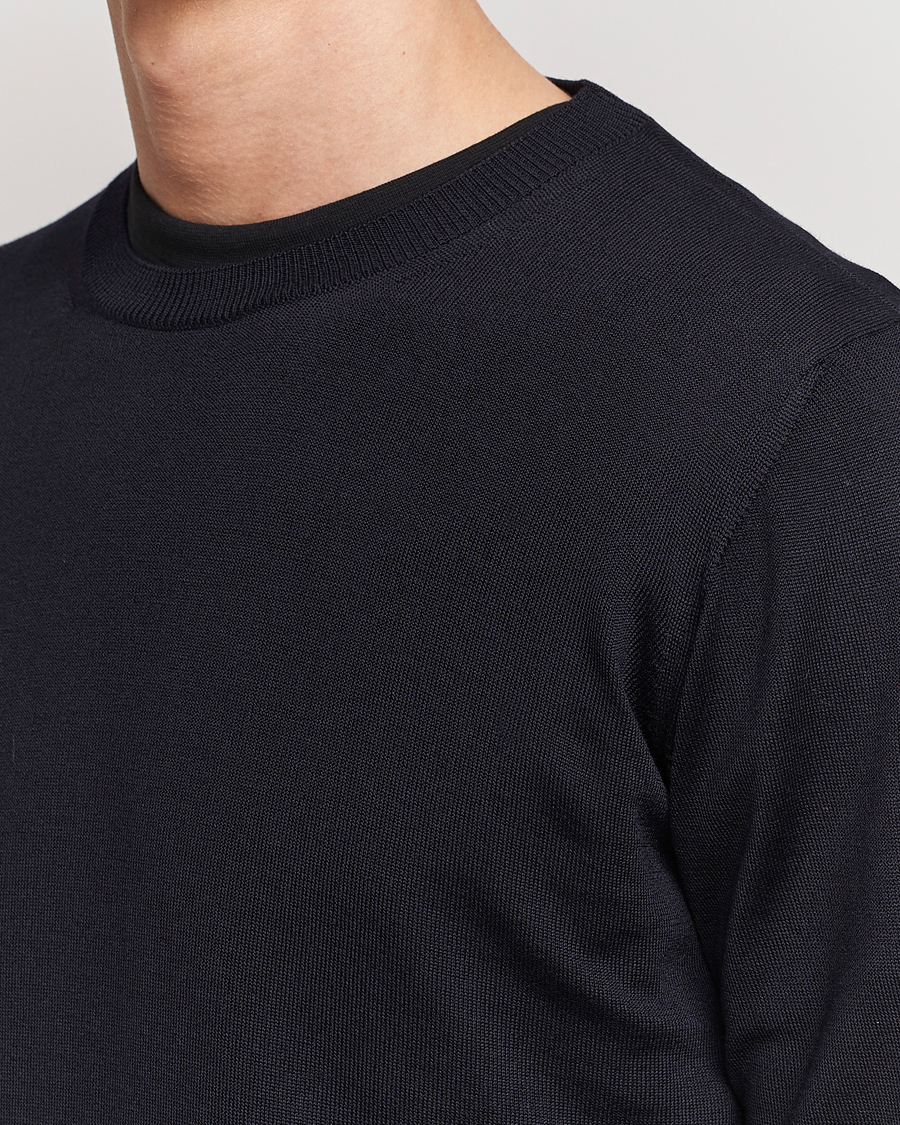 Herren | Pullover | Oscar Jacobson | Custer Merino Wool Roundneck Navy