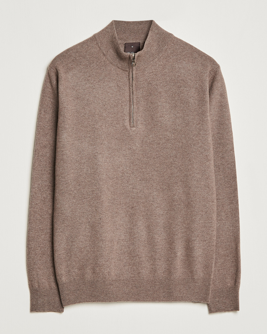 Herren | Pullover | Oscar Jacobson | Patton Wool Half-Zip Beige