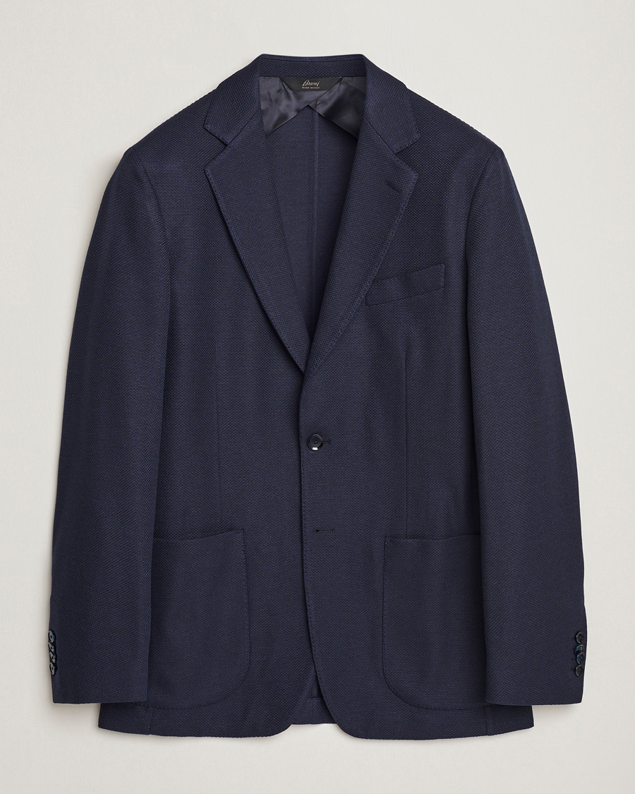 Herren | Sakkos | Brioni | Wool/Silk Jacquard Jersey Blazer Navy