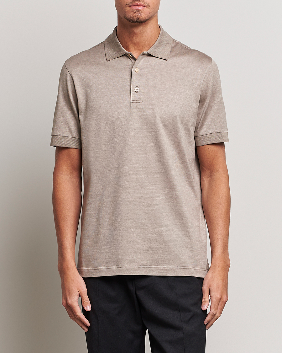 Herren | Poloshirts | Brioni | Cotton/Silk Short Sleeve Polo Beige