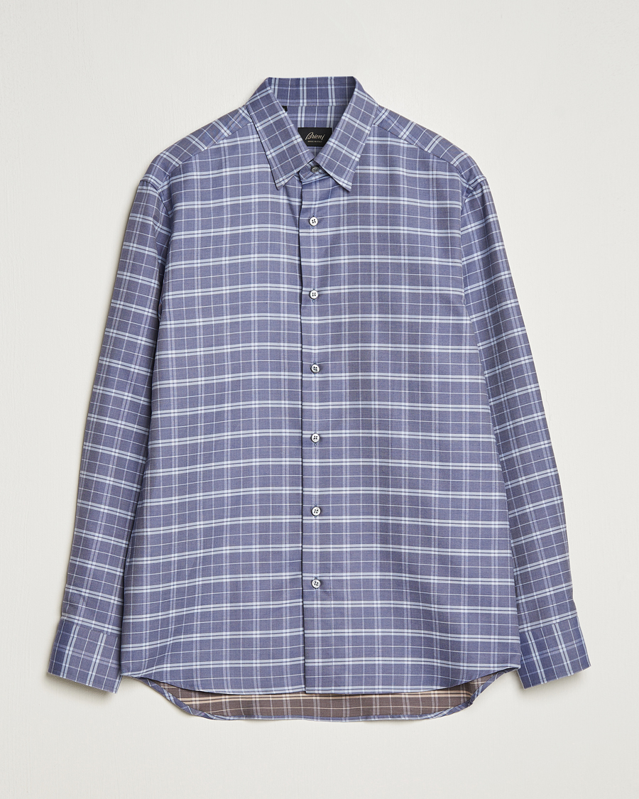 Herren | Hemden | Brioni | Slim Fit Check Flannel Shirt Dark Blue