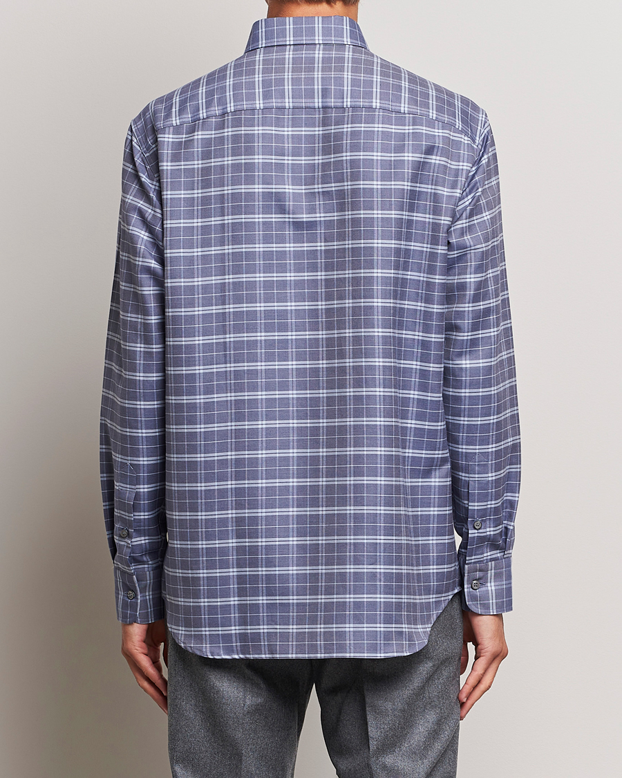 Herren | Hemden | Brioni | Slim Fit Check Flannel Shirt Dark Blue