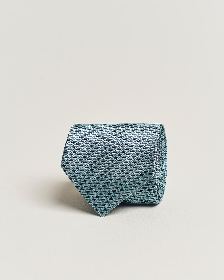 Herren | Brioni Geometrical Jacquard Silk Tie Teal | Brioni | Geometrical Jacquard Silk Tie Teal