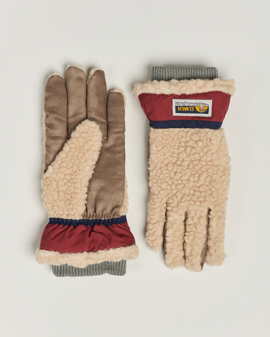 Herren | Elmer by Swany Sota Wool Teddy Gloves Beige/Wine | Elmer by Swany | Sota Wool Teddy Gloves Beige/Wine