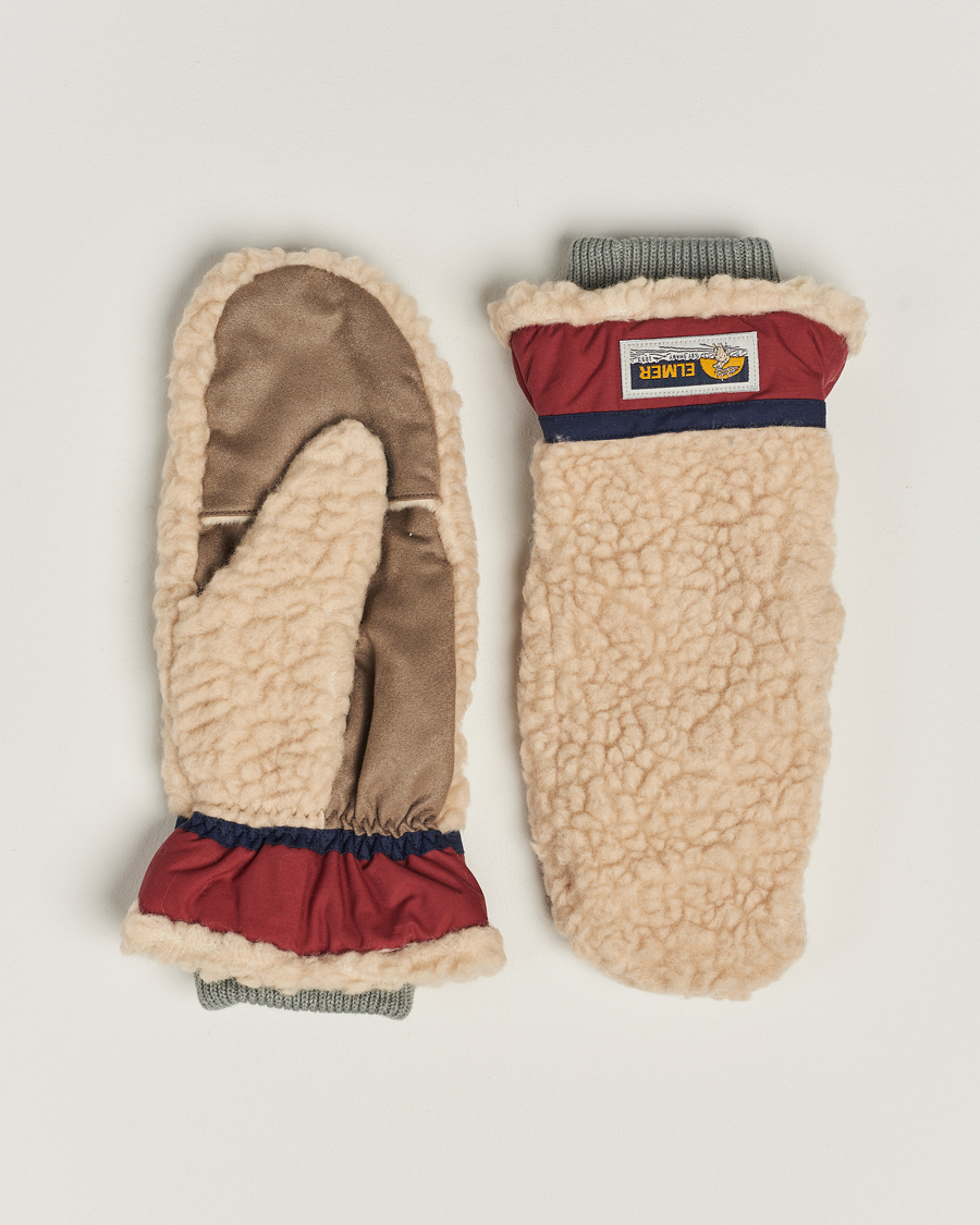 Herren | Elmer by Swany Miyo Wool Teddy Mittens Beige/Wine | Elmer by Swany | Miyo Wool Teddy Mittens Beige/Wine