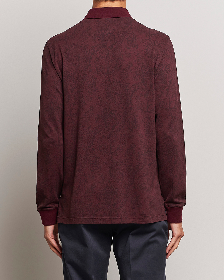 Herren | Pullover | Etro | Tonal Paisley Long Sleeve Polo Burgundy