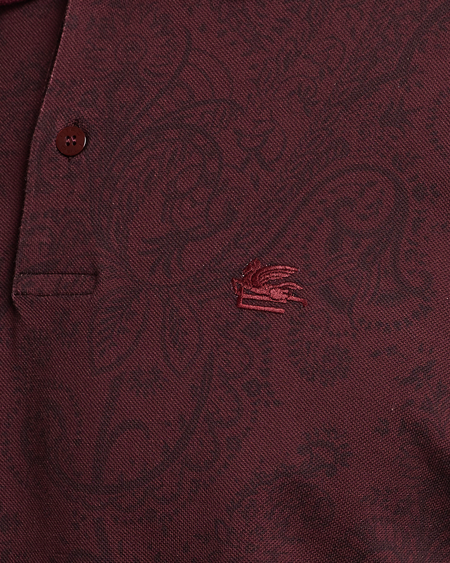 Herren | Pullover | Etro | Tonal Paisley Long Sleeve Polo Burgundy