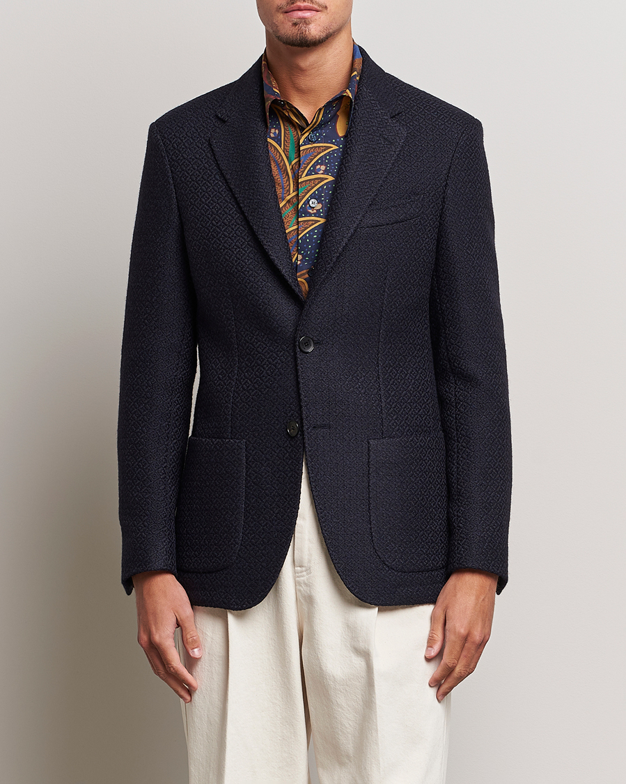 Herren | Sakkos | Etro | Jacquard Jersey Blazer Navy