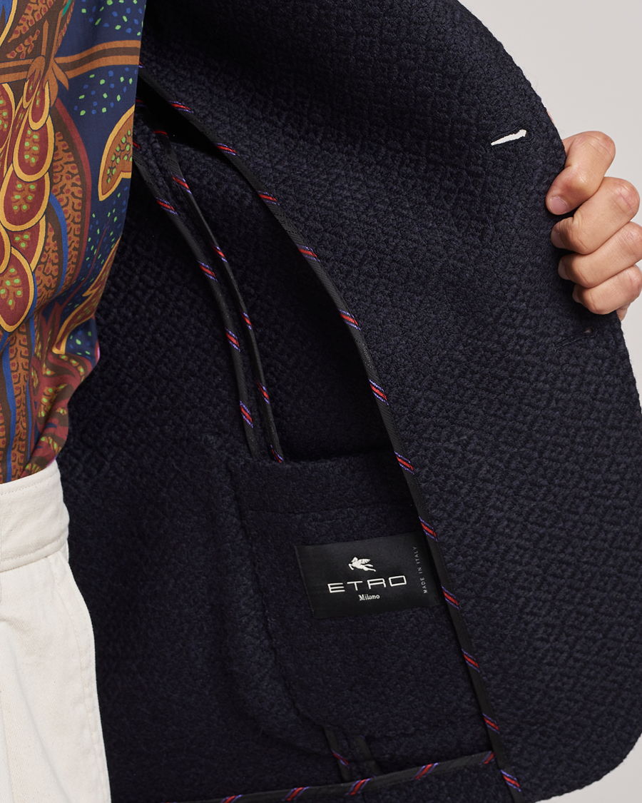 Herren | Sakkos | Etro | Jacquard Jersey Blazer Navy