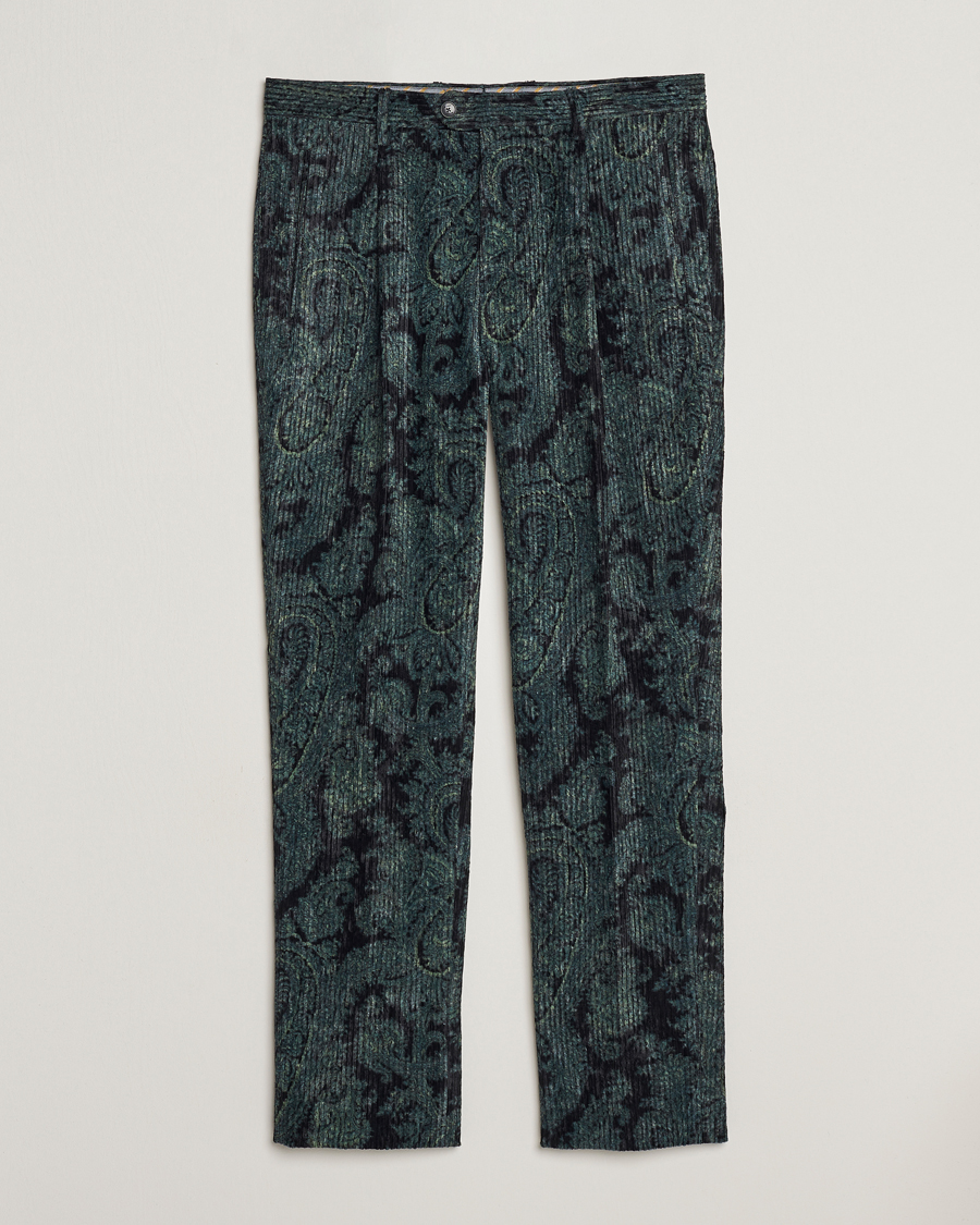 Herren | Hosen | Etro | Tailored Paisley Corduroy Trousers Dark Blue