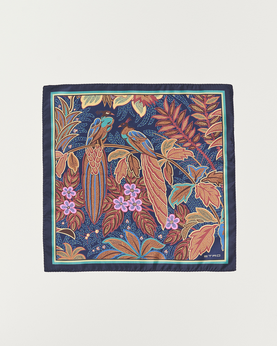 Herren | Etro Bangalore Printed Pocket Square Navy | Etro | Bangalore Printed Pocket Square Navy