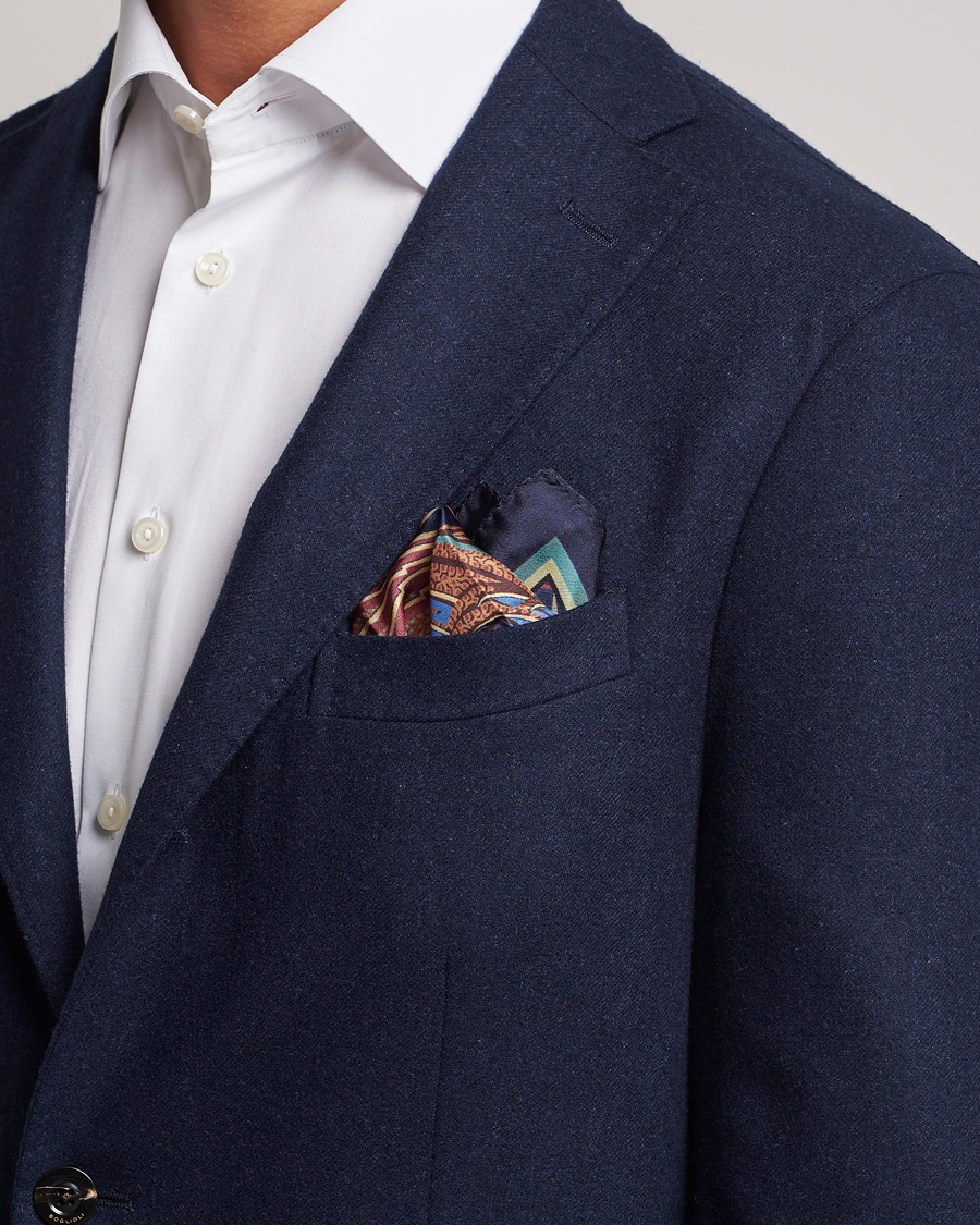 Herren | Etro Bangalore Printed Pocket Square Navy | Etro | Bangalore Printed Pocket Square Navy