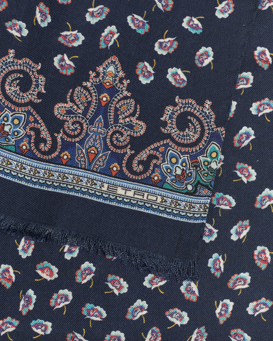 Herren | Etro Printed Wool/Silk Scarf Navy | Etro | Printed Wool/Silk Scarf Navy