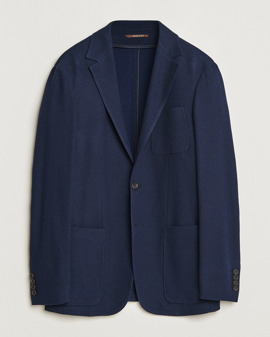 Herren | Sakkos | Canali | Structured Wool Jersey Jacket Navy