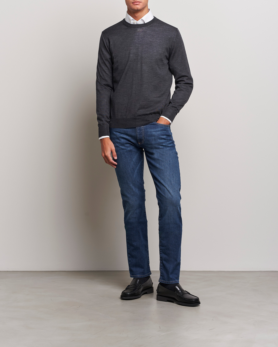 Herren | Pullover | Canali | Merino Wool Crew Neck Charcoal