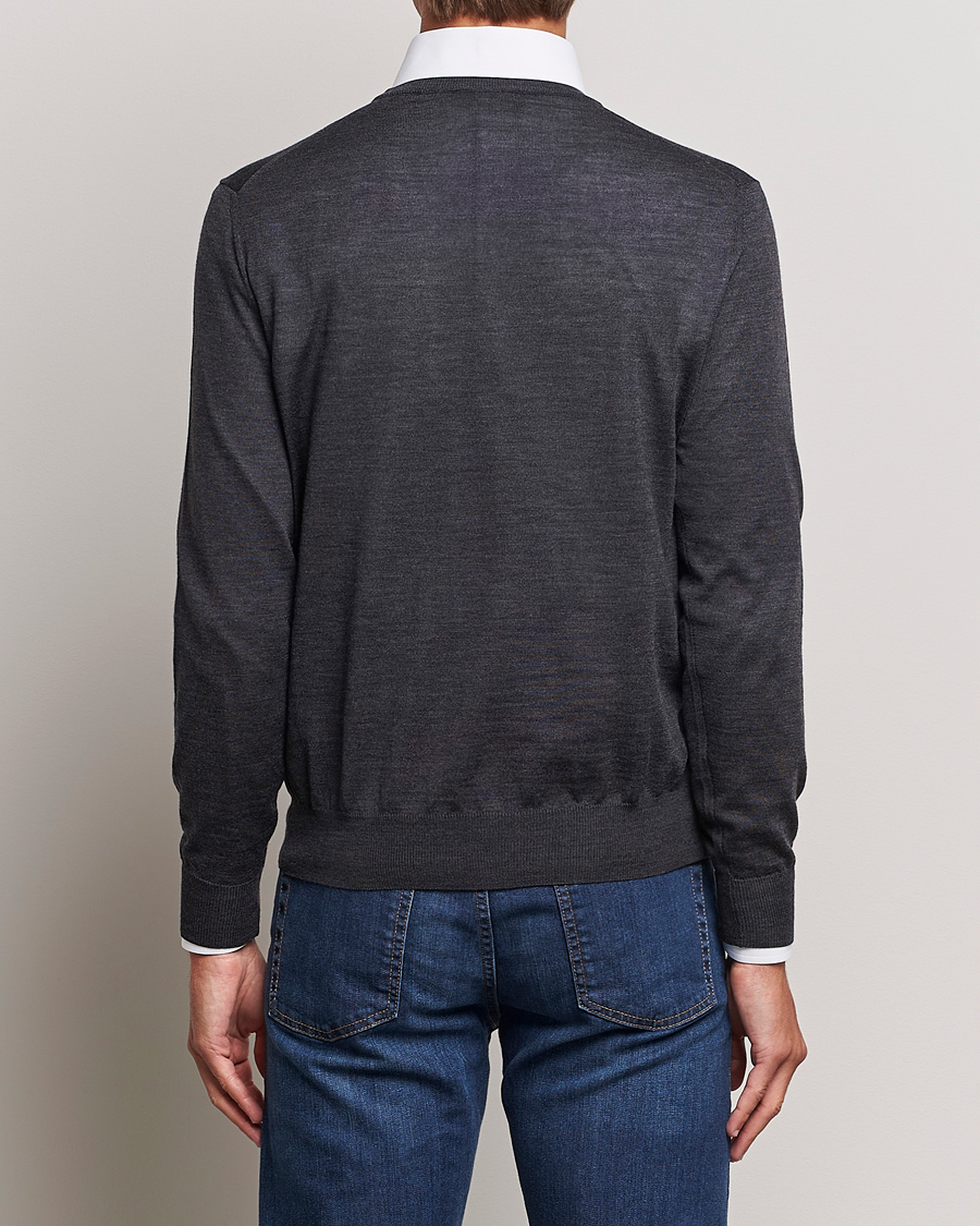 Herren | Pullover | Canali | Merino Wool Crew Neck Charcoal