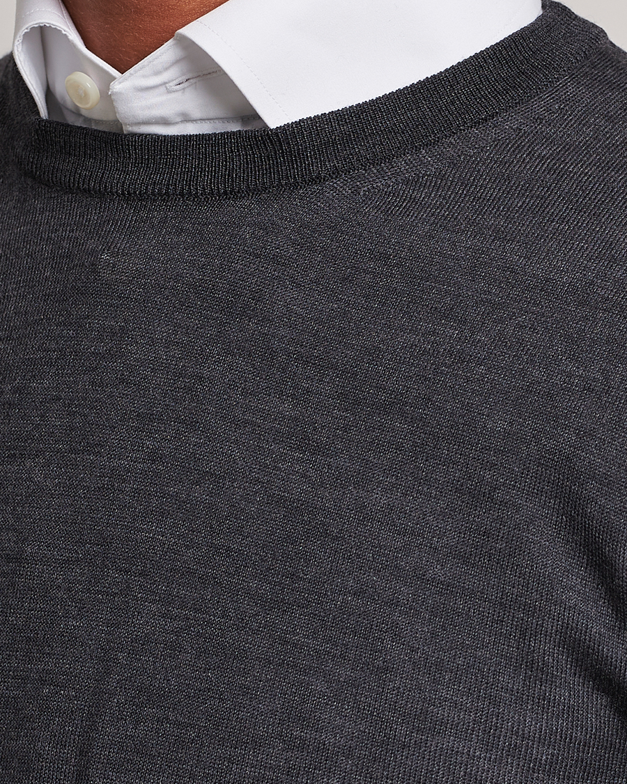 Herren | Pullover | Canali | Merino Wool Crew Neck Charcoal