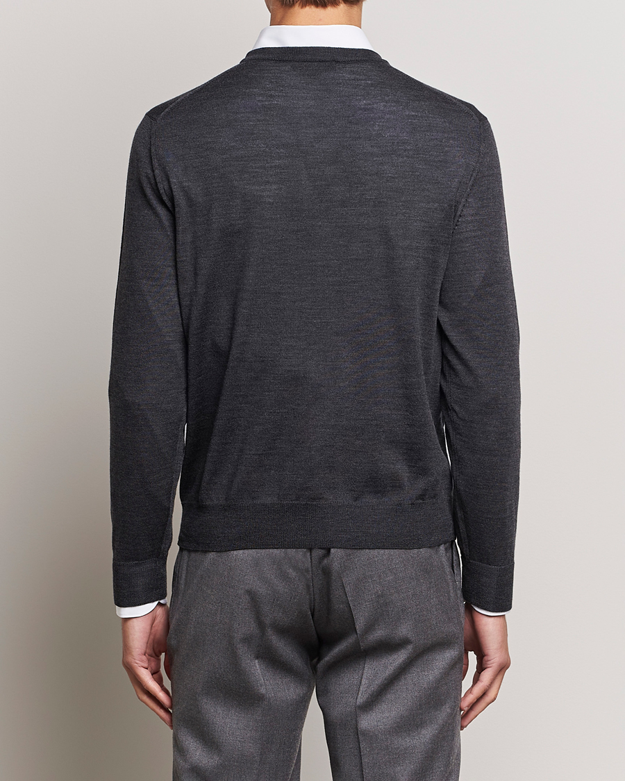 Herren | Pullover | Canali | Merino Wool V-Neck Charcoal