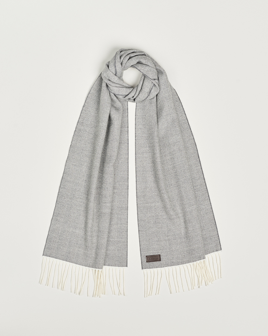 Herren | Canali Herringbone Wool Scarf Light Grey | Canali | Herringbone Wool Scarf Light Grey