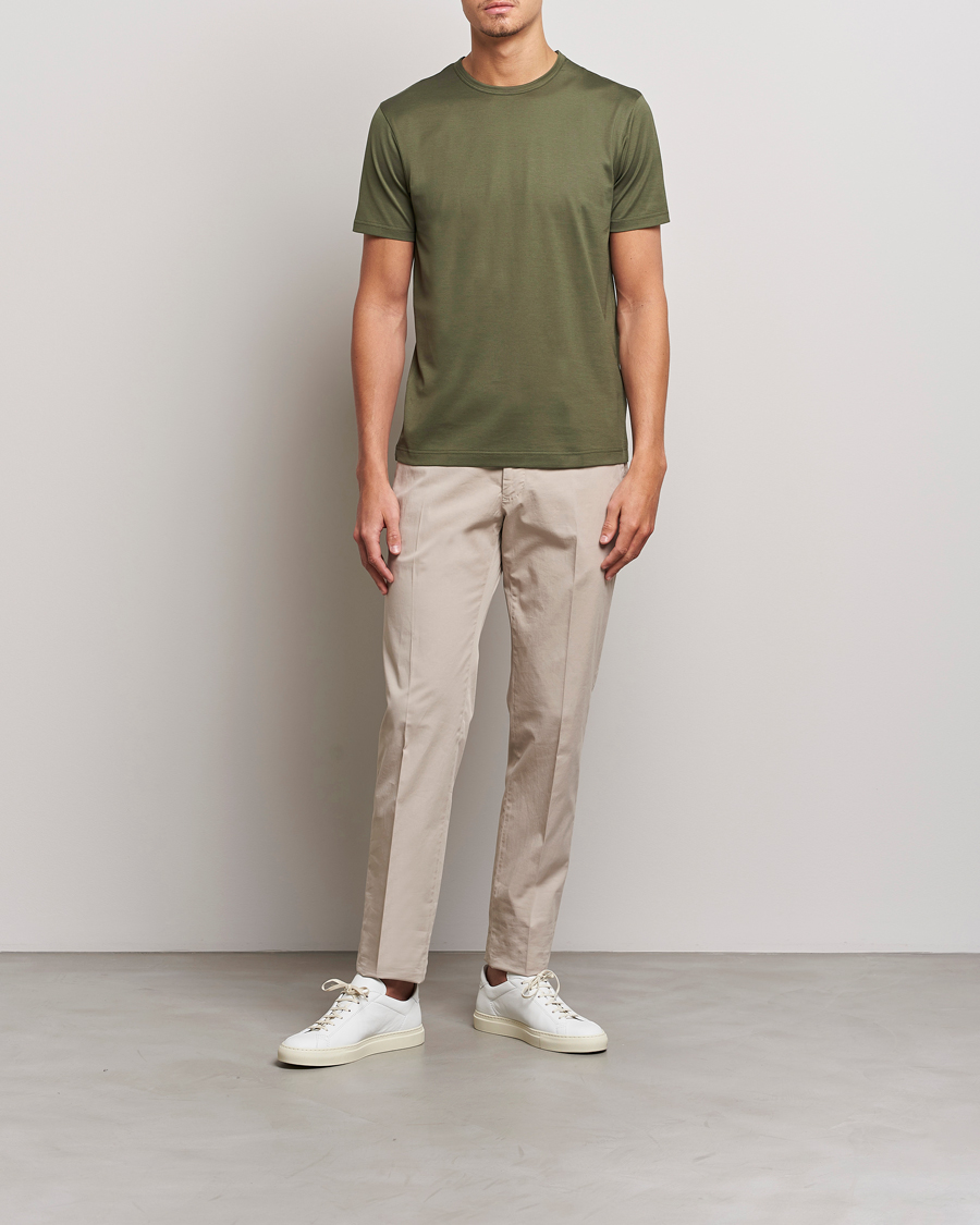 Herren | T-Shirts | Sunspel | Crew Neck Cotton Tee Hunter Green