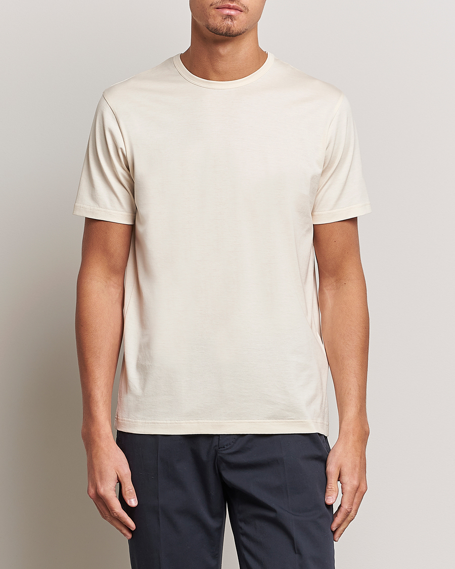 Herren | Kurzarm T-Shirt | Sunspel | Crew Neck Cotton Tee Undyed