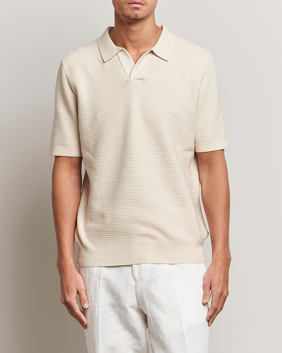 Herren | Kurzarm-Poloshirts | Sunspel | Knitted Polo Shirt Ecru