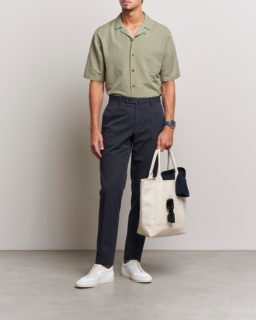 Herren | Hemden | Sunspel | Lightweight Cotton/Linen Resort Shirt Hunter Green