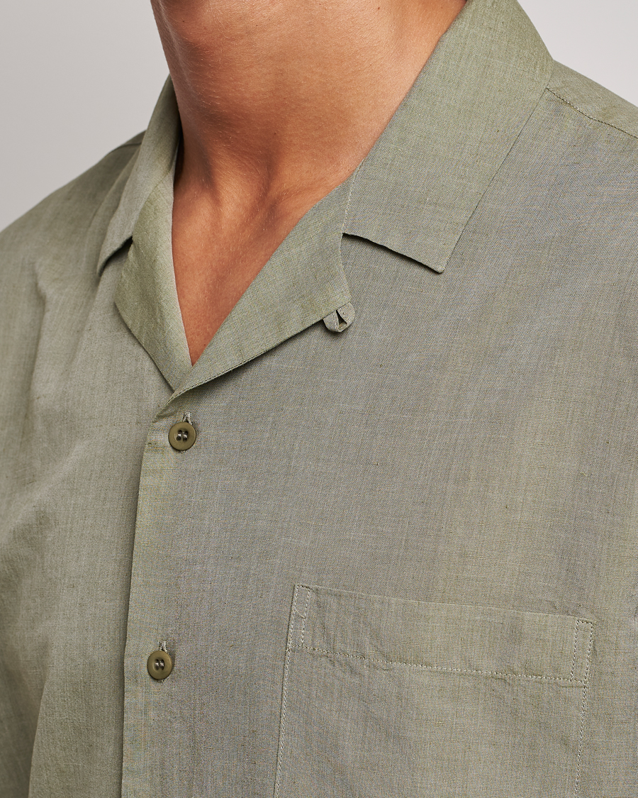 Herren | Hemden | Sunspel | Lightweight Cotton/Linen Resort Shirt Hunter Green