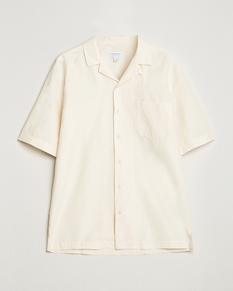 Herren | Hemden | Sunspel | Lightweight Cotton/Linen Resort Shirt Ecru