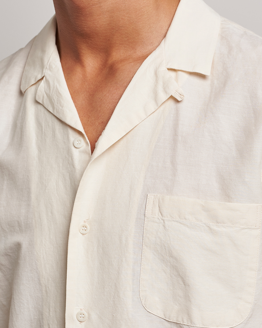 Herren | Hemden | Sunspel | Lightweight Cotton/Linen Resort Shirt Ecru