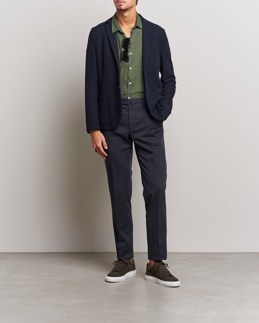 Herren | Hemden | Sunspel | Short Sleeve Linen Shirt Hunter Green
