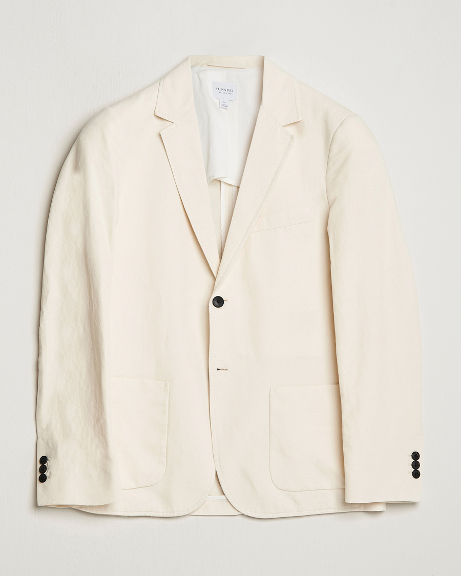 Herren | Sakkos | Sunspel | Unconstructed Cotton/Linen Blazer Undyed