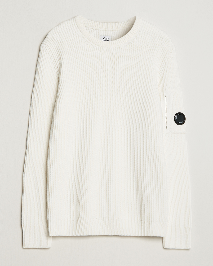 Herren | Pullover | C.P. Company | Full Rib Knitted Cotton Crewneck White