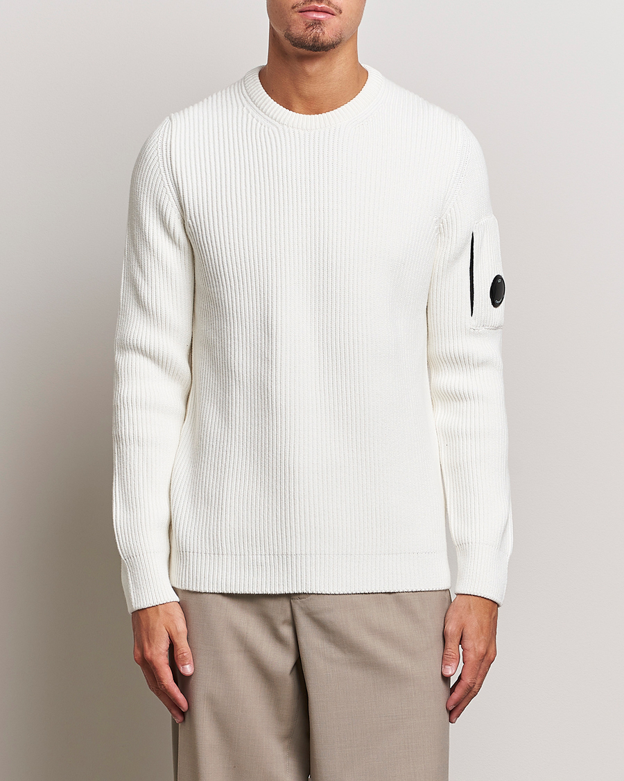 Herren | Pullover | C.P. Company | Full Rib Knitted Cotton Crewneck White
