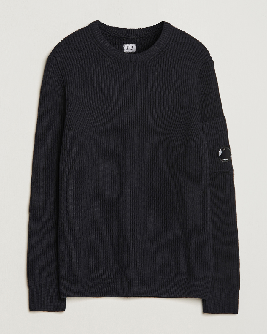 Herren | Pullover | C.P. Company | Full Rib Knitted Cotton Crewneck Black