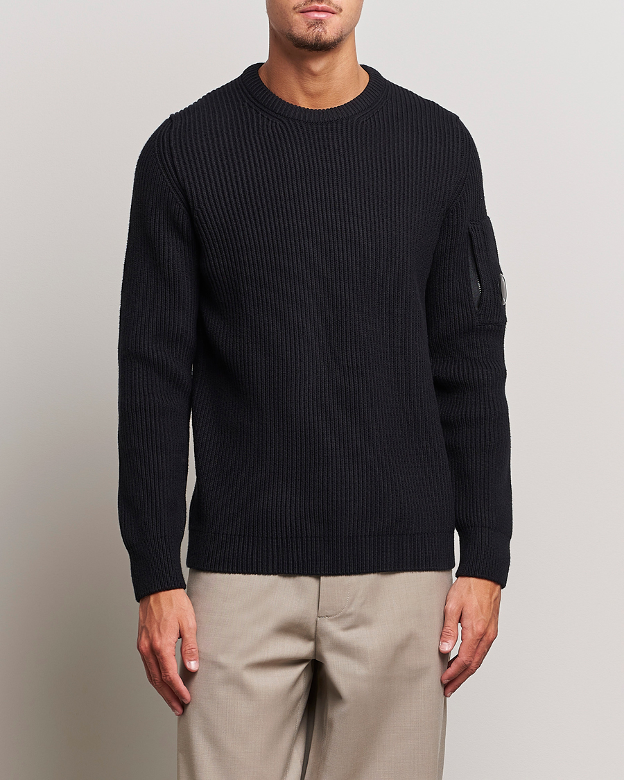 Herren | Pullover | C.P. Company | Full Rib Knitted Cotton Crewneck Black