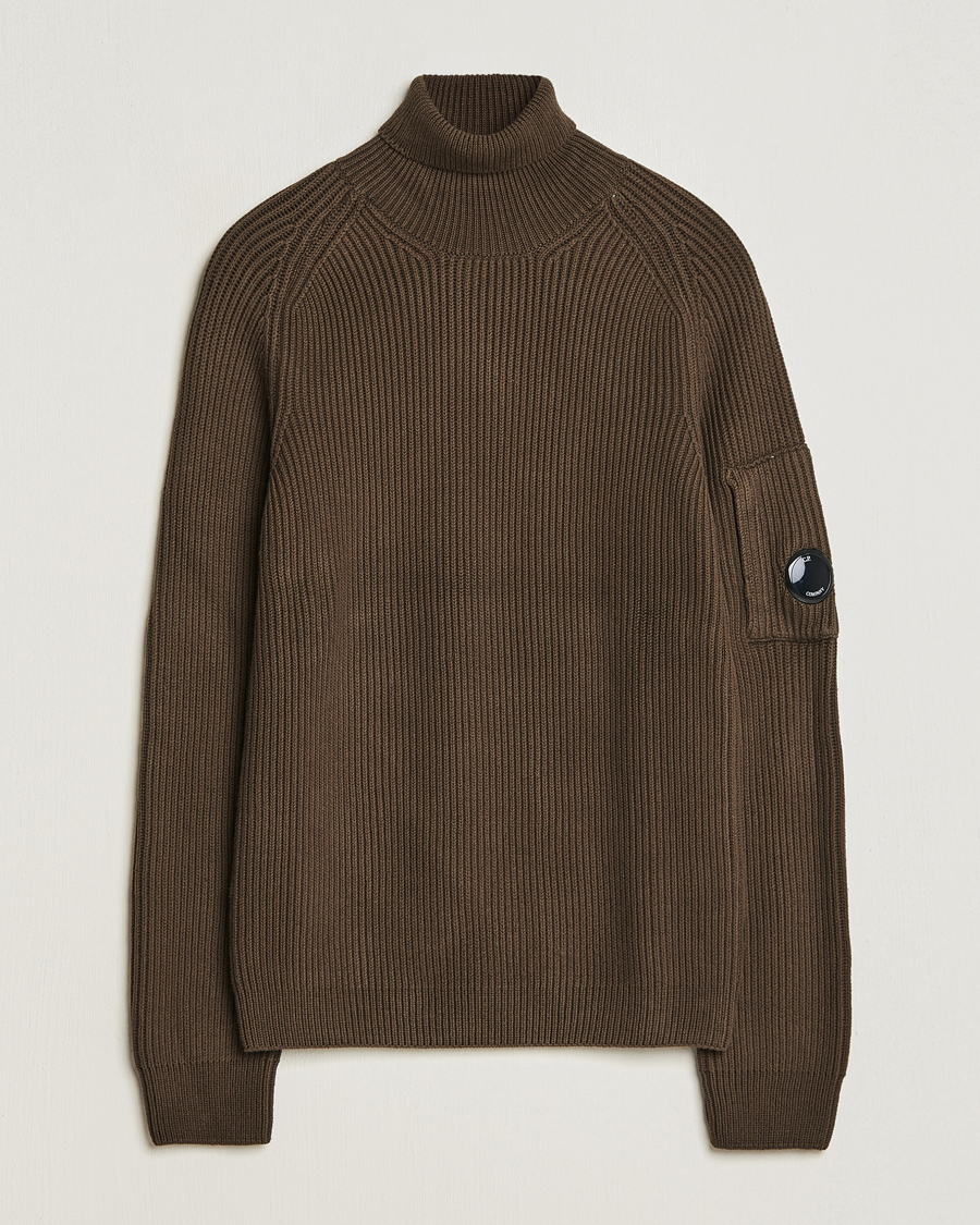 Herren | Pullover | C.P. Company | Full Rib Knitted Cotton Rollneck Brown