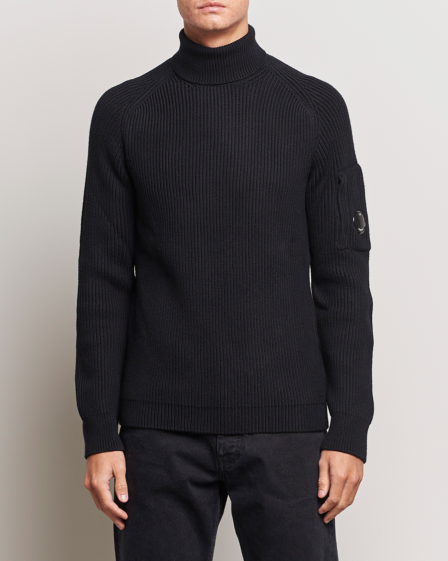 Herren | Pullover | C.P. Company | Full Rib Knitted Cotton Rollneck Black