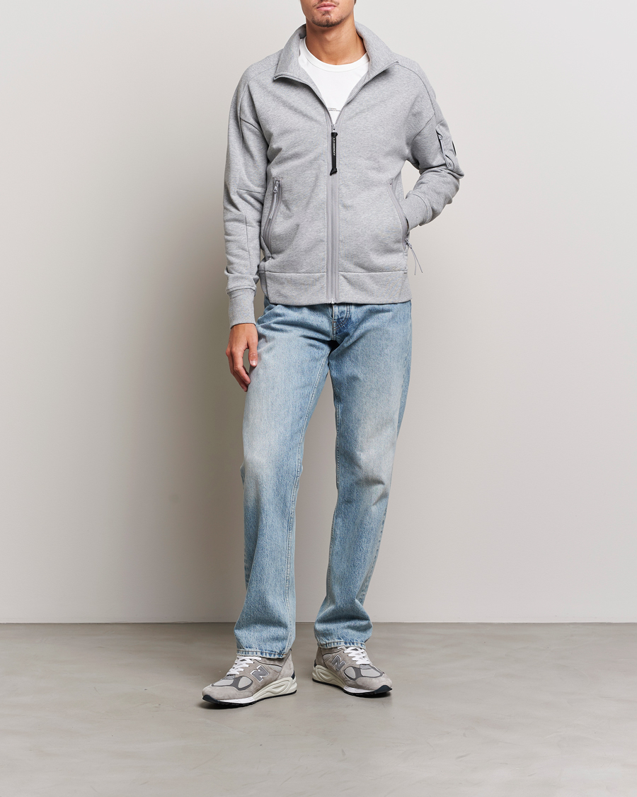 Herren | Pullover | C.P. Company | Diagonal Raised Fleece Full Zip Lens Sweatshirt Grey