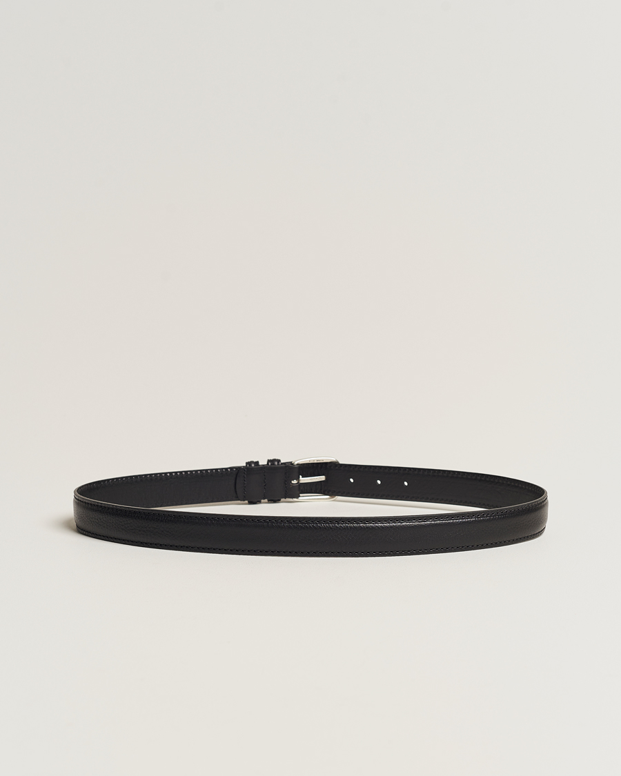 Herren | Accessoires | Anderson's | Grained Leather Belt 3 cm Black