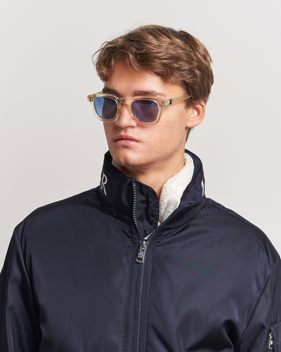 Herren | Moncler Lunettes Gradd Sunglasses Shiny Beige/Blue | Moncler Lunettes | Gradd Sunglasses Shiny Beige/Blue