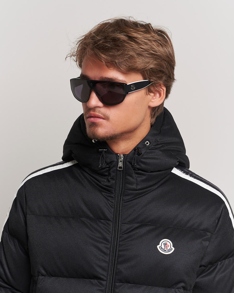Herren | Moncler Lunettes Tronn Sunglasses Shiny Black/Smoke | Moncler Lunettes | Tronn Sunglasses Shiny Black/Smoke