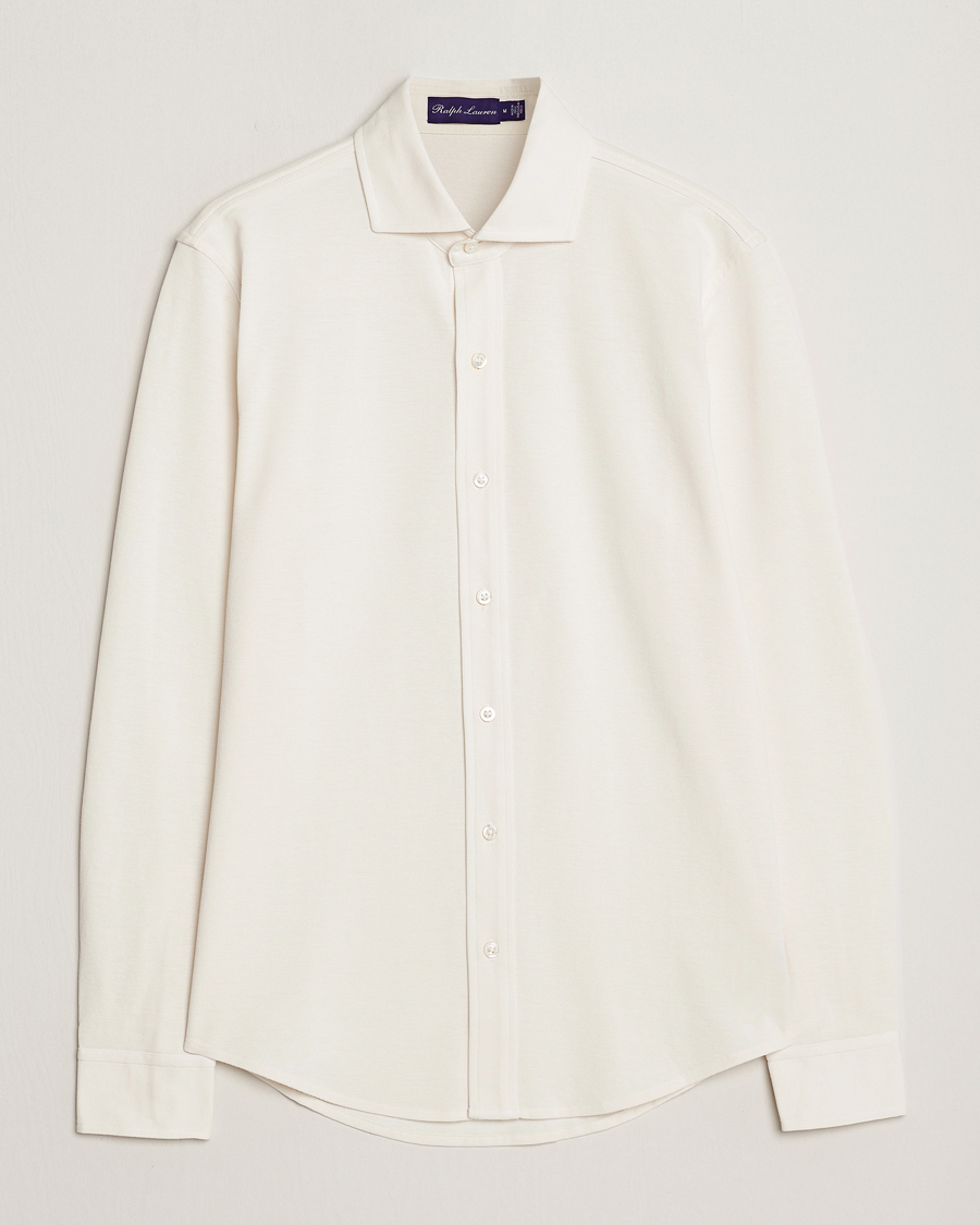 Herren | Hemden | Ralph Lauren Purple Label | Washed Cotton Pique Shirt Cream