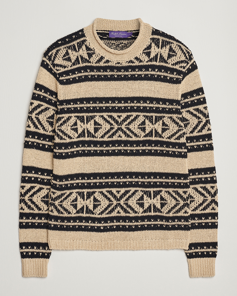 Herren | Pullover | Ralph Lauren Purple Label | Geo Pattern Sweater Cream
