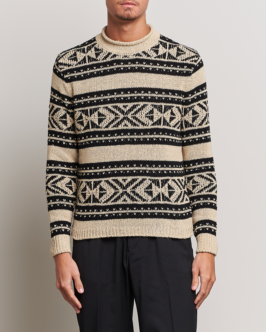 Herren | Pullover | Ralph Lauren Purple Label | Geo Pattern Sweater Cream