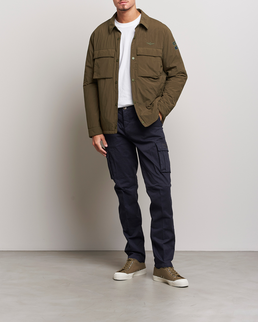 Herren | Jacken | Aeronautica Militare | Light Padded Pocket Shirt Jacket Off Green