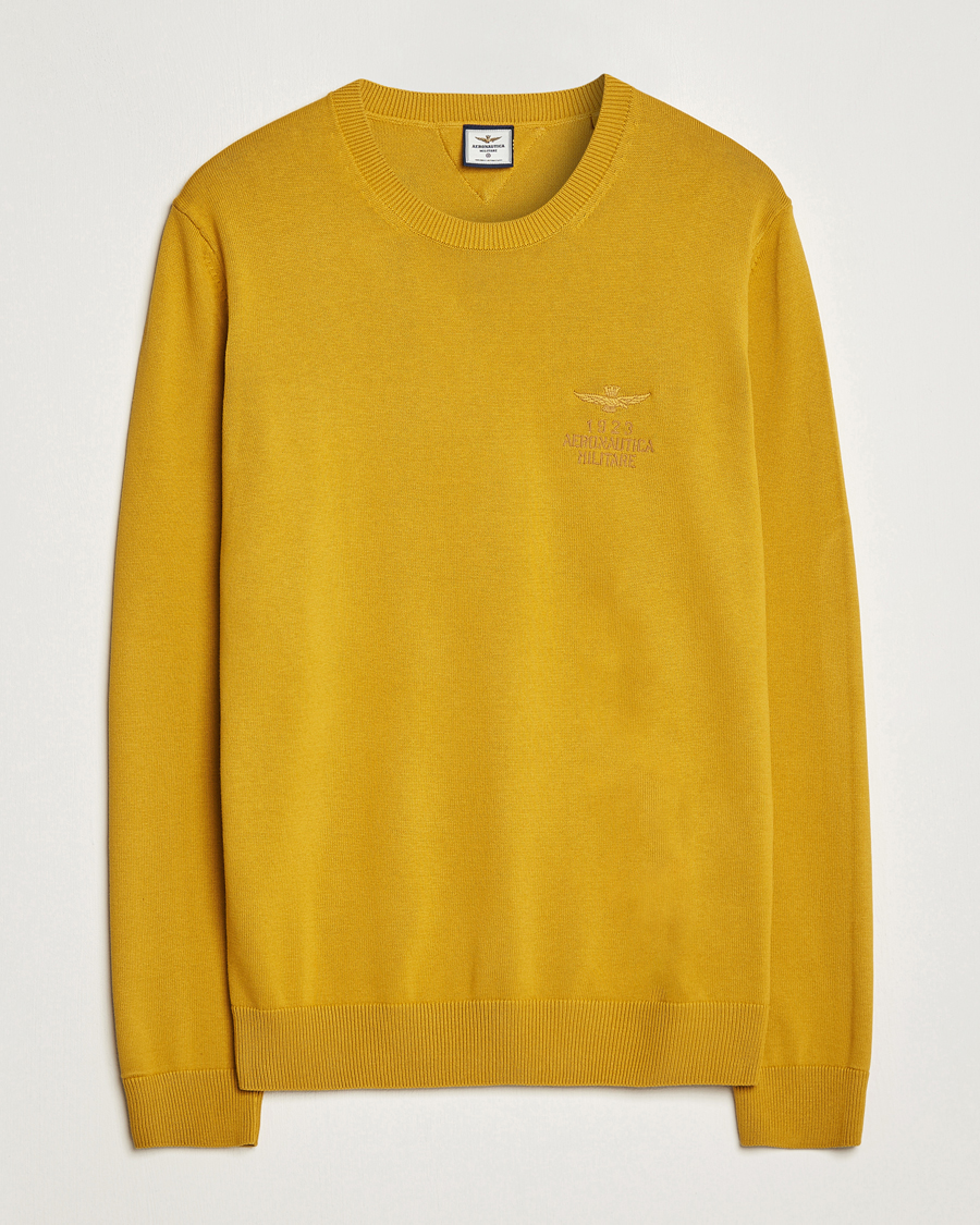 Herren | Pullover | Aeronautica Militare | Cotton Knitted Crew Neck Yellow