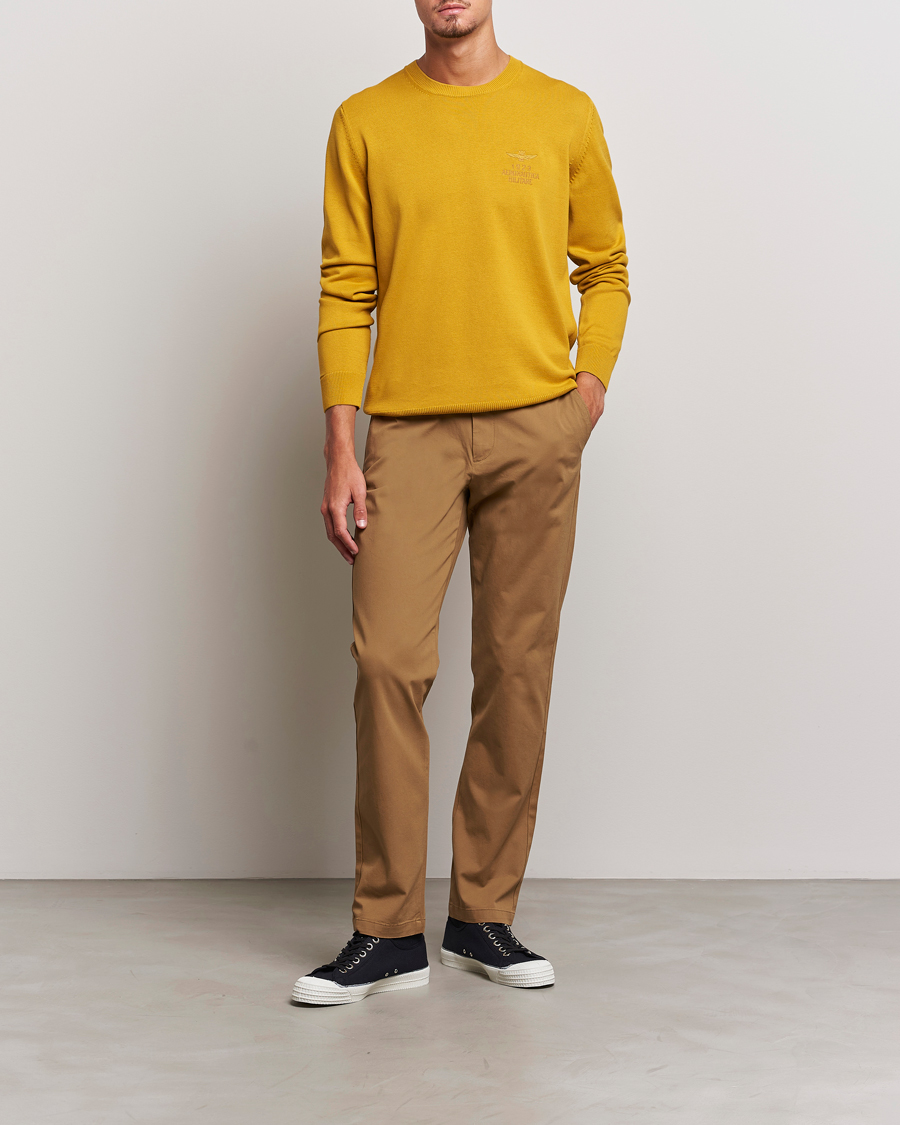 Herren | Pullover | Aeronautica Militare | Cotton Knitted Crew Neck Yellow