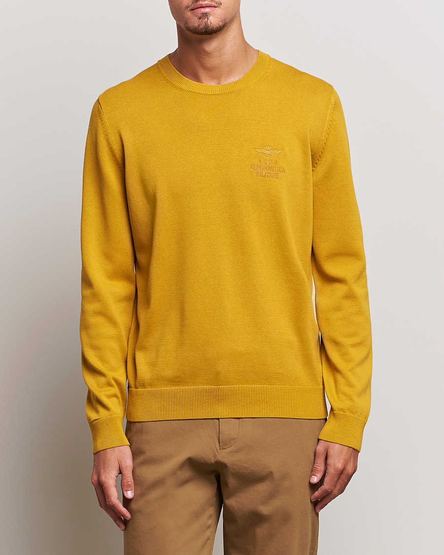 Herren | Pullover | Aeronautica Militare | Cotton Knitted Crew Neck Yellow